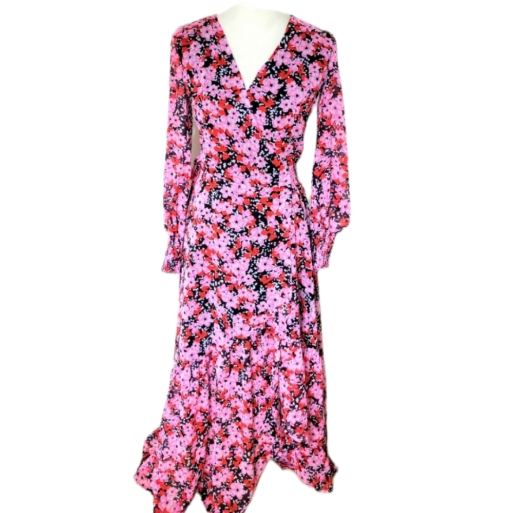 Bar lll long floral wrap around dress